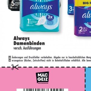 Damenbinden bei Mäc-Geiz