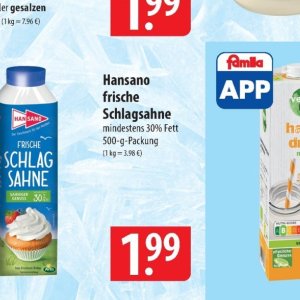 Schlagsahne bei Famila Nord Ost