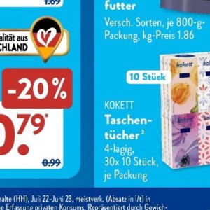 Taschentücher bei Aldi SÜD