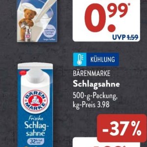 Schlagsahne bei Aldi SÜD