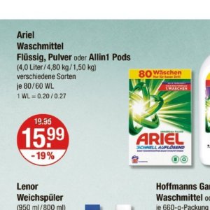 Waschmittel ariel  bei V-Markt