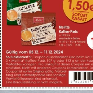 Kaffeepads bei V-Markt