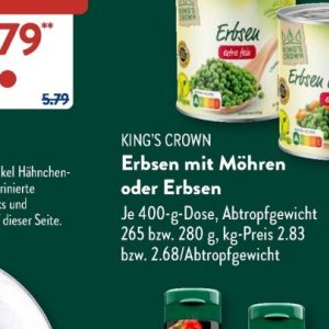 Erbsen bei Aldi SÜD