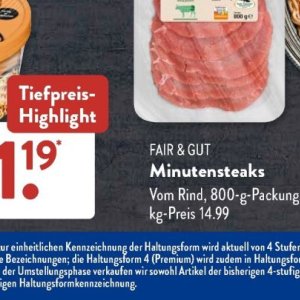 Minutensteaks bei Aldi SÜD