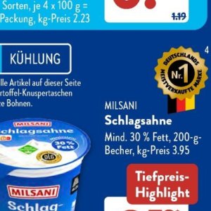 Schlagsahne bei Aldi SÜD