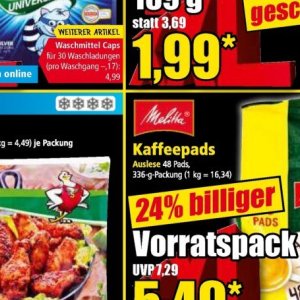 Kaffeepads bei Norma