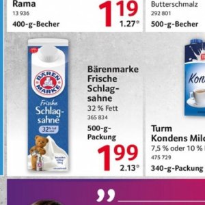Sahne bei Selgros