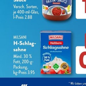 Schlagsahne bei Aldi SÜD
