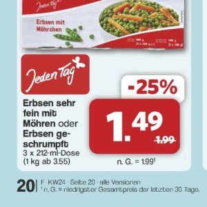 Erbsen bei Famila Nord West